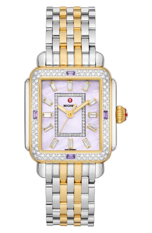 Michele Deco Baguette Charmante Bracelet Watch, 33mm In Gold