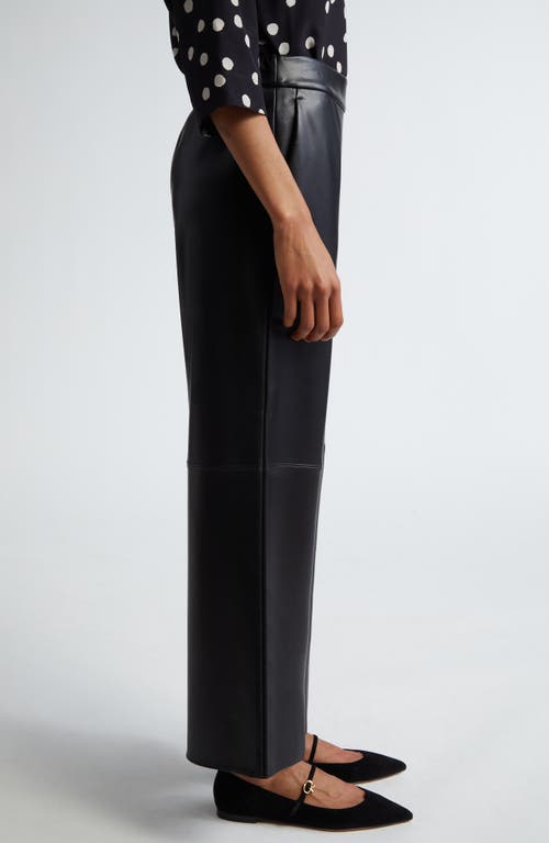 Shop Max Mara Lucina Faux Leather Wide Leg Crop Pants In Black