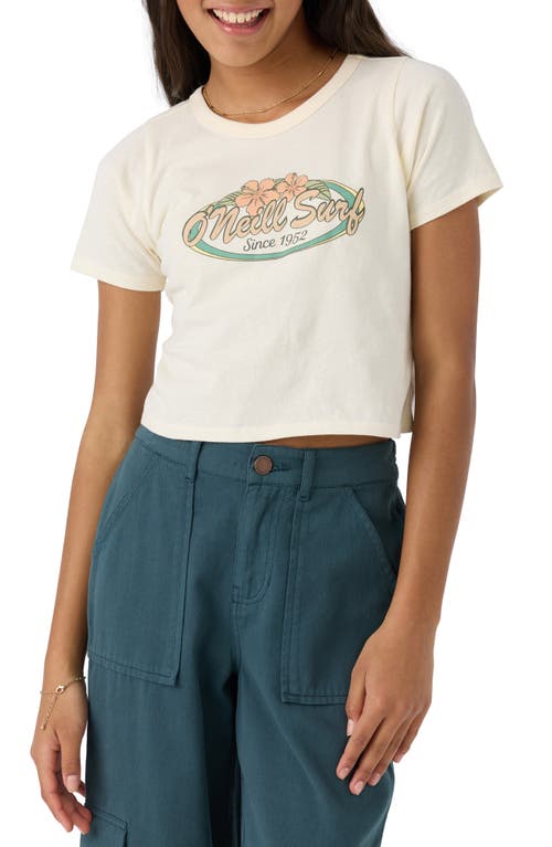 Shop O'neill Kids' Beachy Bloom Cotton Graphic Crop T-shirt In Winter White