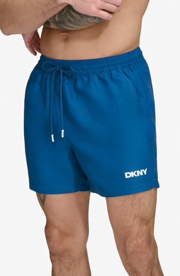 Dkny Core Solid Swim Trunks In Poseidon