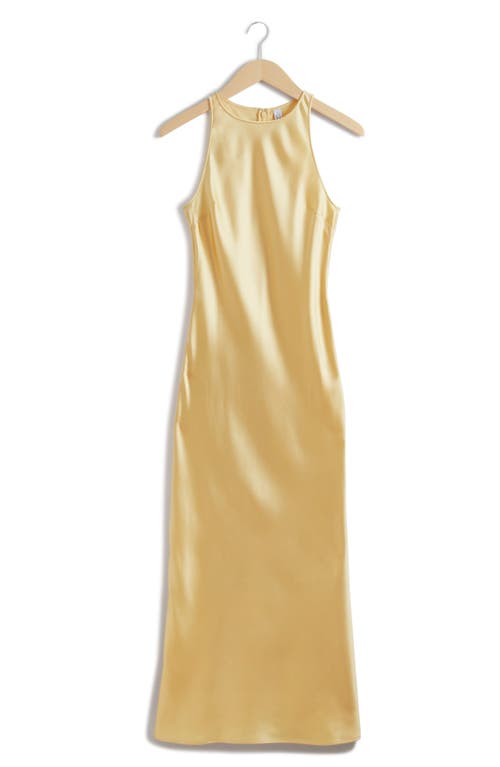 & Other Stories Sleeveless Satin Midi Dress In Yellow Dusty Light