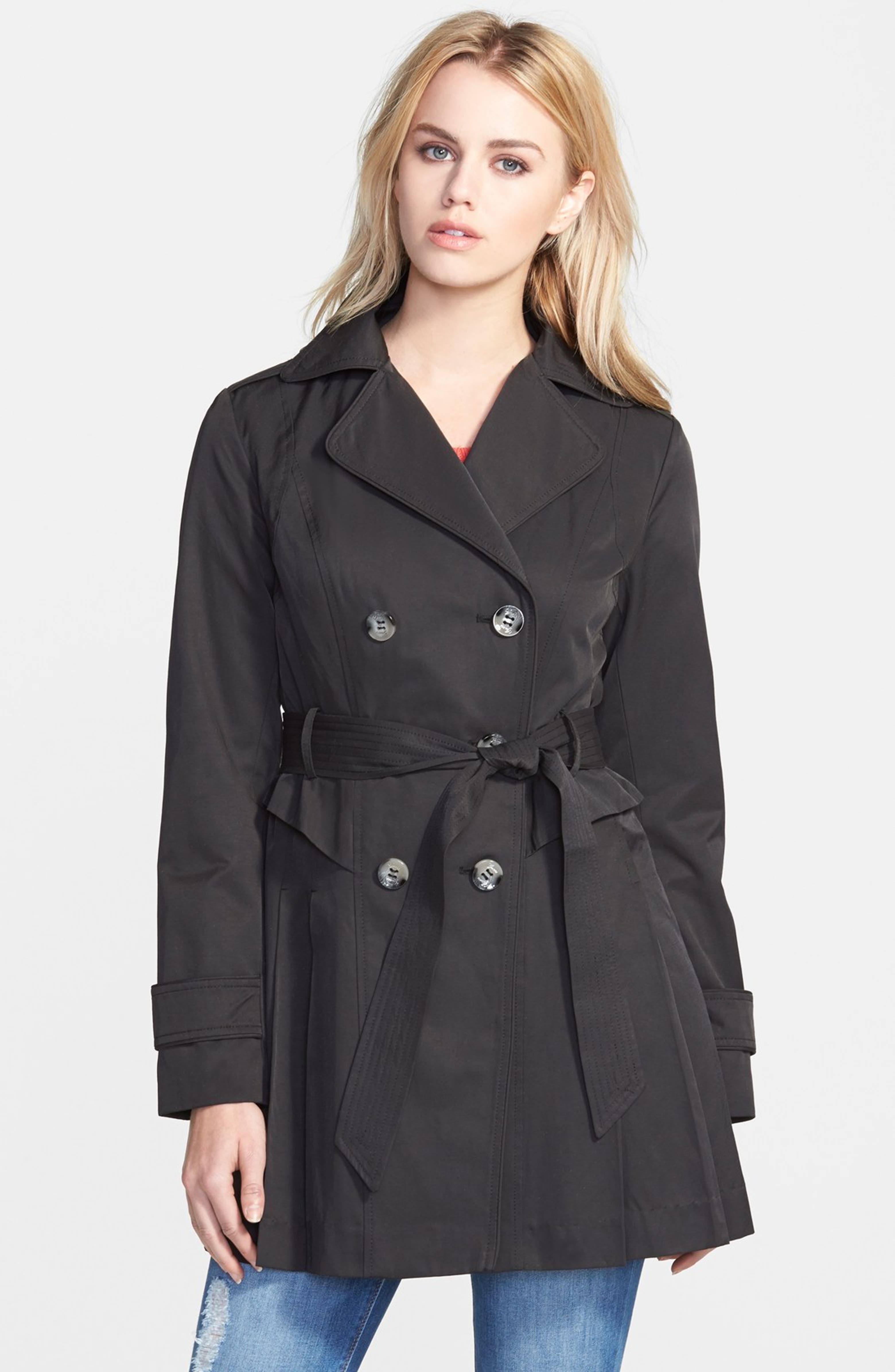 GUESS Double Breasted Skirted Trench Coat | Nordstrom