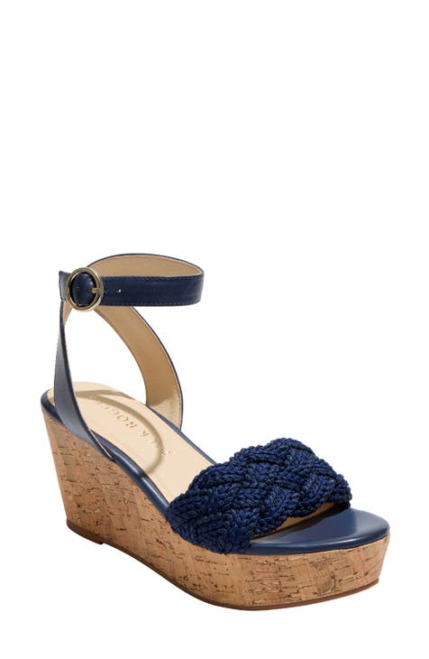 Navy wedge shoes shops