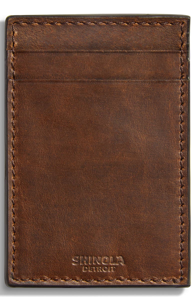 Shinola Navigator Leather Money Clip Card Case, Main, color, 
