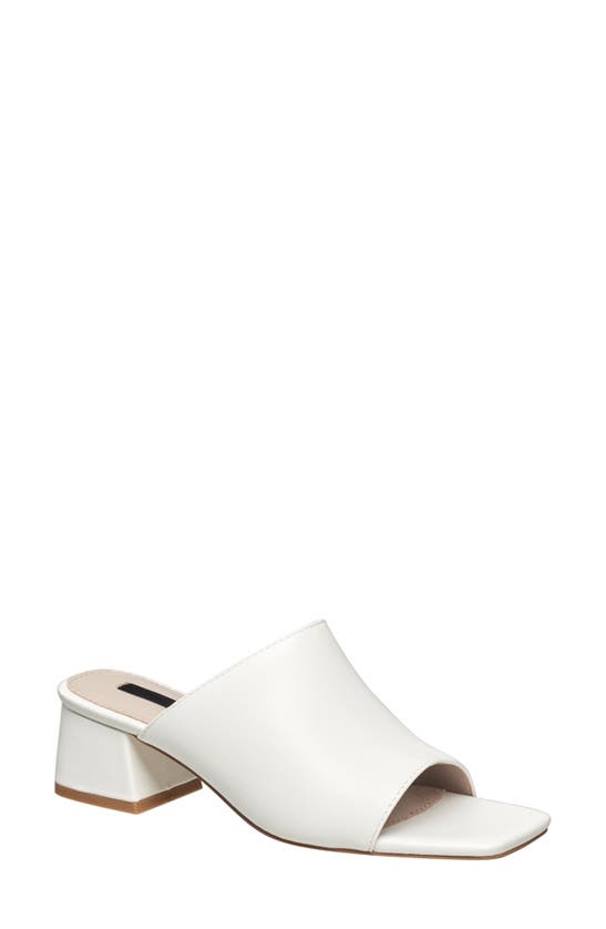 French Connection Dinner Block Heel Slide Sandal In White