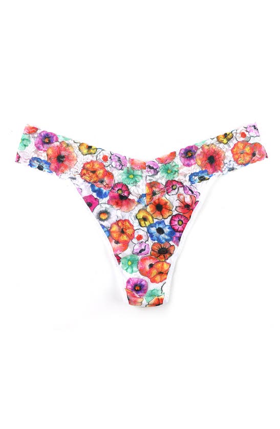 Hanky Panky Floral Print Original Rise Lace Thong In Linger Awhile