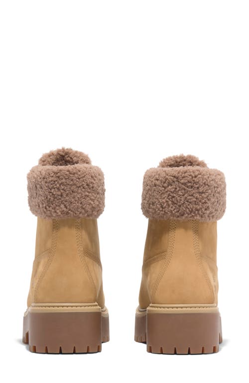 Timberland Stone Street Waterproof Faux Fur Lined Platform Boot In Wheat Nubuck