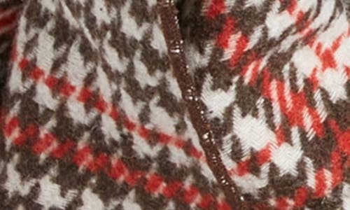 Clifton Wilson Houndstooth Check Double Face Wool Scarf In Brown