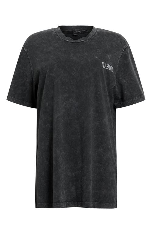 Shop Allsaints Logo Cotton T-shirt In Acid Washed Black