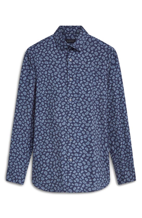 Shop Bugatchi Ooohcotton® Paisley Button-up Shirt In Navy