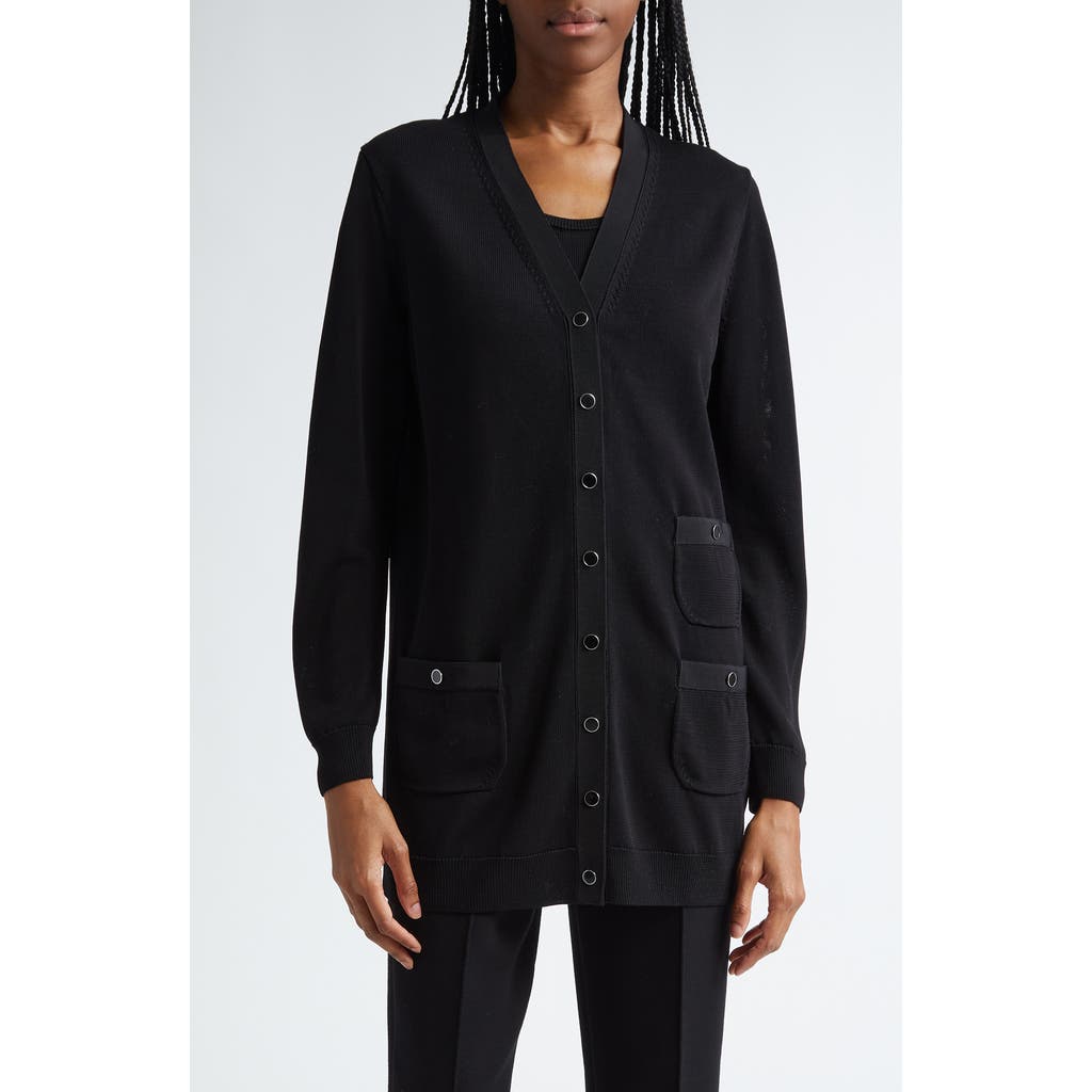 Lafayette 148 New York Three-pocket Long Cardigan In Black