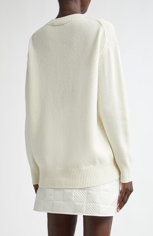 Shop Moncler Logo Embroidered Wool & Cashmere Sweater In Gardenia