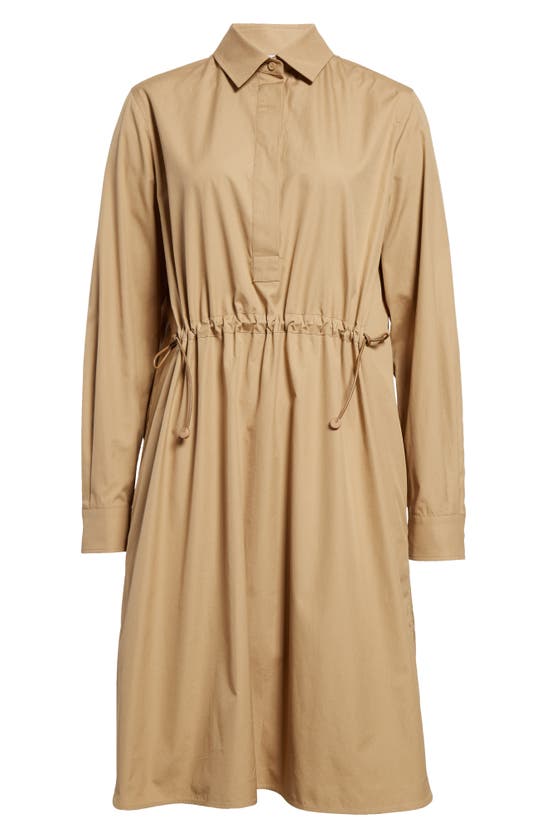 Shop Max Mara Juanita Cinch Waist Long Sleeve Poplin Shirtdress In Clay