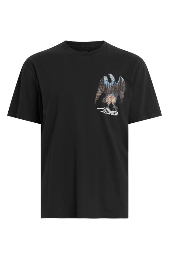 Shop Allsaints Eagle Mountain Graphic T-shirt In Washed Black