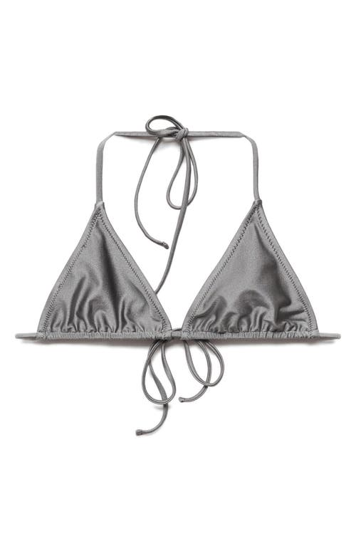 MANGO Metallic Triangle Bikini Top Grey at Nordstrom,