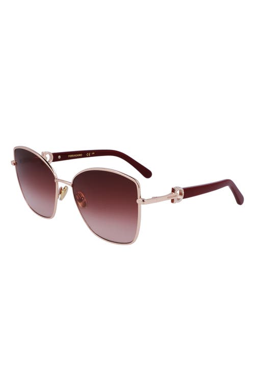 Ferragamo Sunglasses In Rose Gold/wine Grdnt
