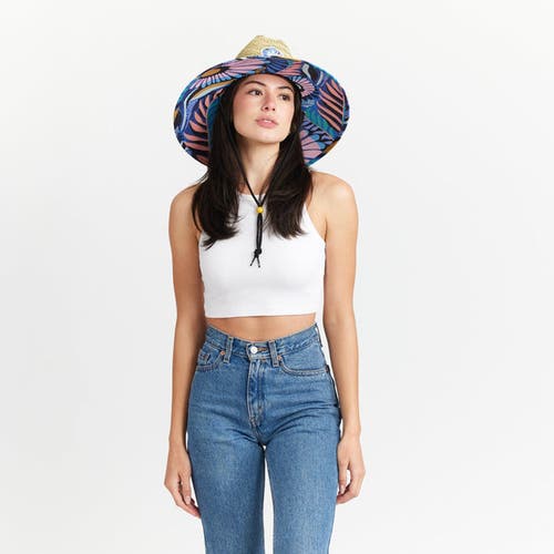 Shop Hemlock Eden Straw Lifeguard Hat In Purple Floral