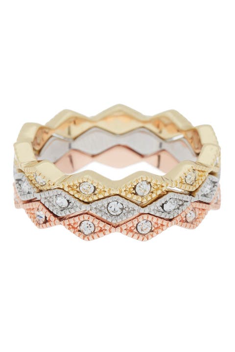 Tri-Tone Stackable Rings - Set of 3