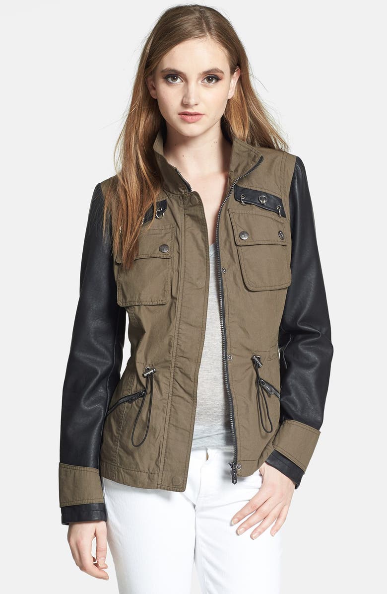 Circus by Sam Edelman Faux Leather Trim Anorak | Nordstrom