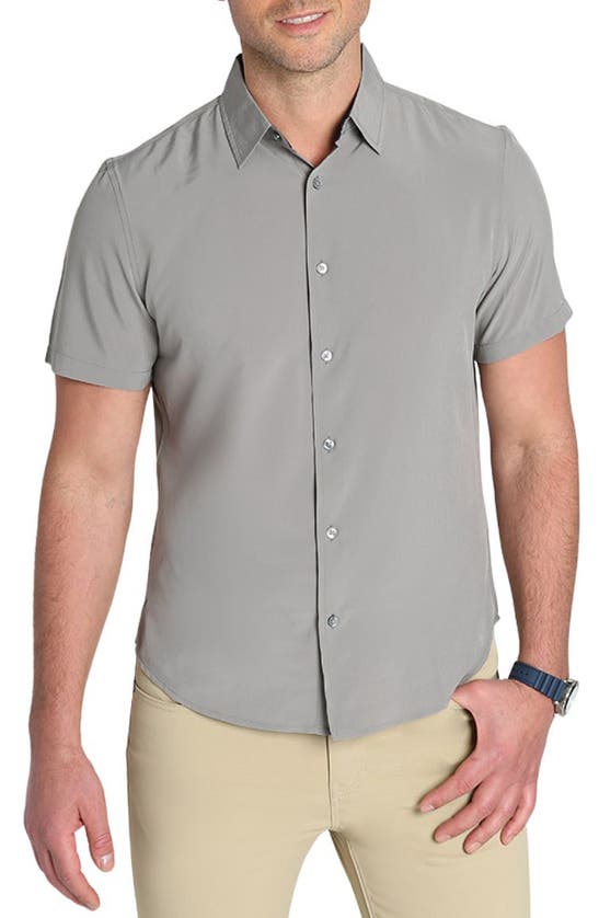 Shop Jachs Gravity Short Sleeve Button-up Shirt In Light Grey
