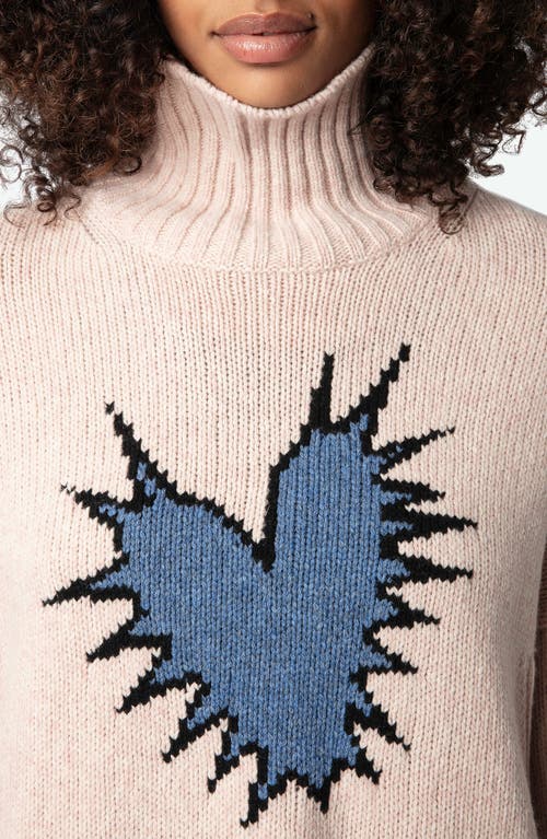 Shop Zadig & Voltaire Alma We Heart Spike Merino Wool Turtleneck Sweater In Sweet