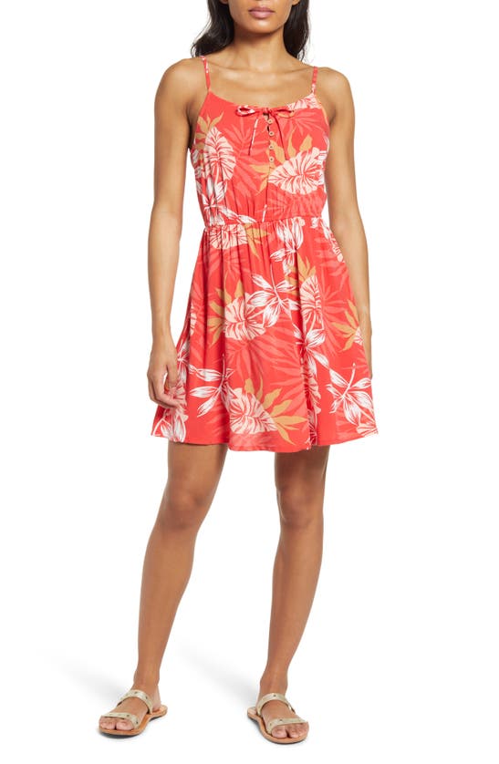 Roxy Everything Is Fine Floral Print Minidress In Hibiscus Seaside 