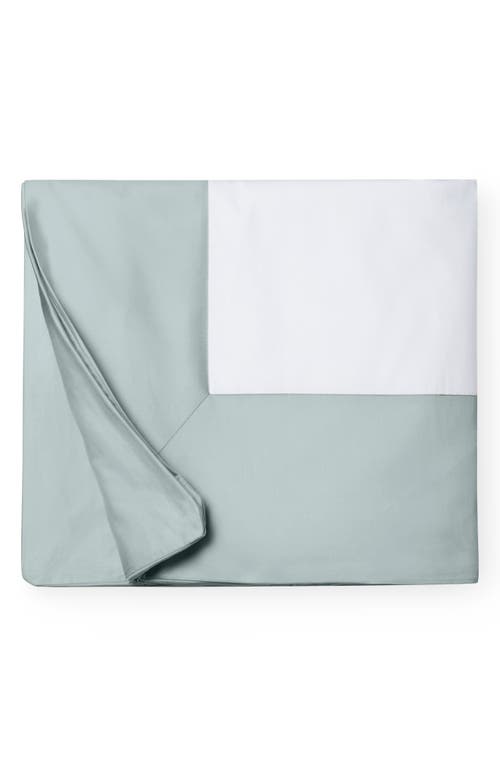 Shop Sferra Casida Duvet Cover In White/seagreen