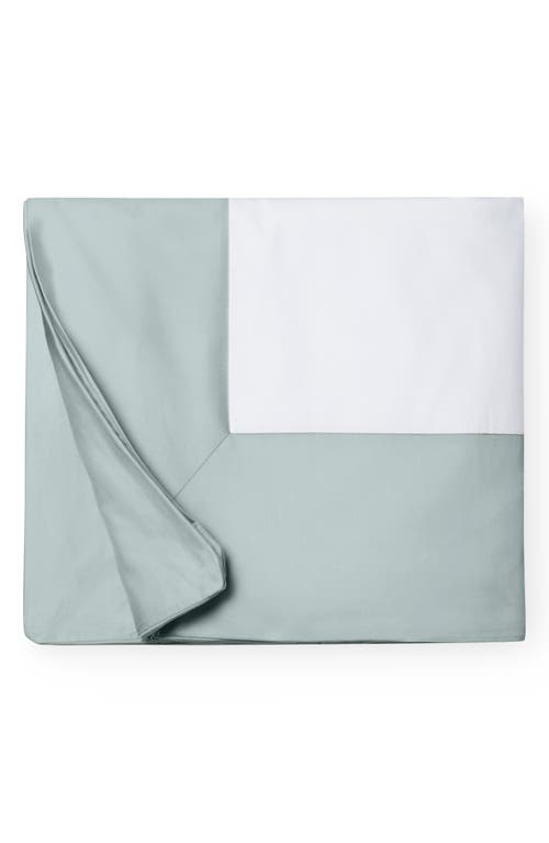 Sferra Casida Duvet Cover, Full/queen In White/seagreen