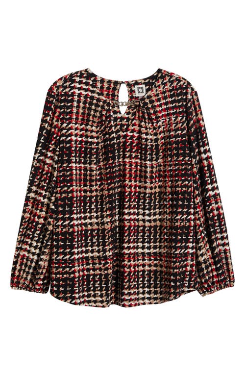 Anne Klein Chain Strap Houndstooth Top In Anne Black Multi