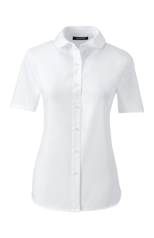 Lands' End School Uniform Short Sleeve Peter Pan Collar Broadcloth Shirt In White