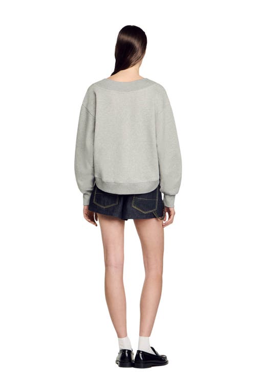 Shop Sandro Cropped Sweatshirt In Grey