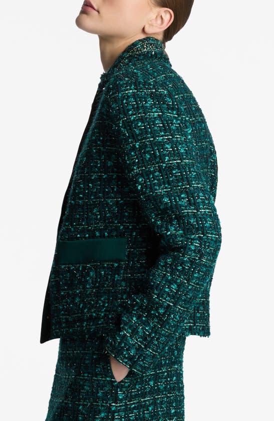 Shop St John St. John Evening Metallic Tweed & Twill Jacket In Spruce Multi