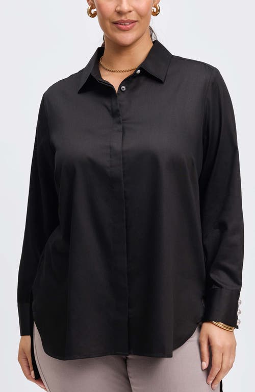 Foxcroft Pearly Bead Button-Up Shirt in Black 