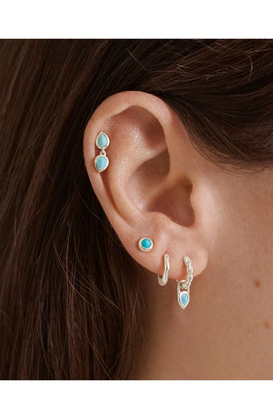 Monica Vinader Double Teardrop Recycled Sterling-silver And Turquoise Stud Earrings In Sterling Silver