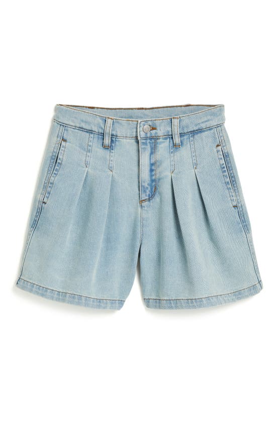 Shop Tractr Kids' Pleated A-line Denim Shorts In Light Indigo