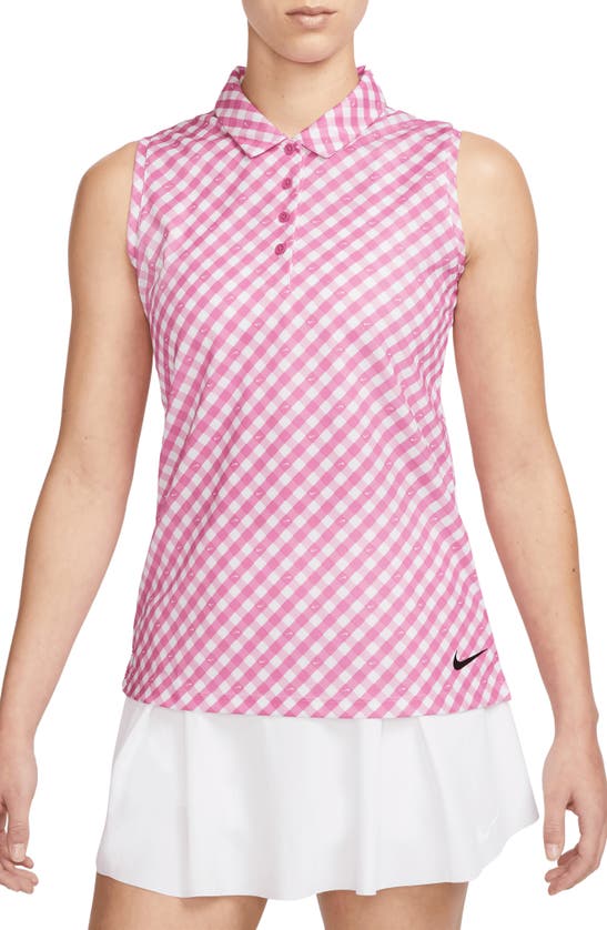 Nike Women's Dri-fit Victory Sleeveless Printed Polo In Pink