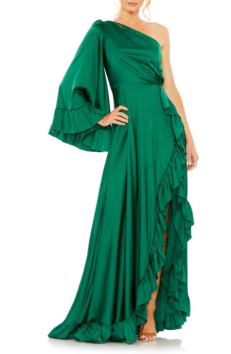 One-Shoulder Satin A-Line Gown
