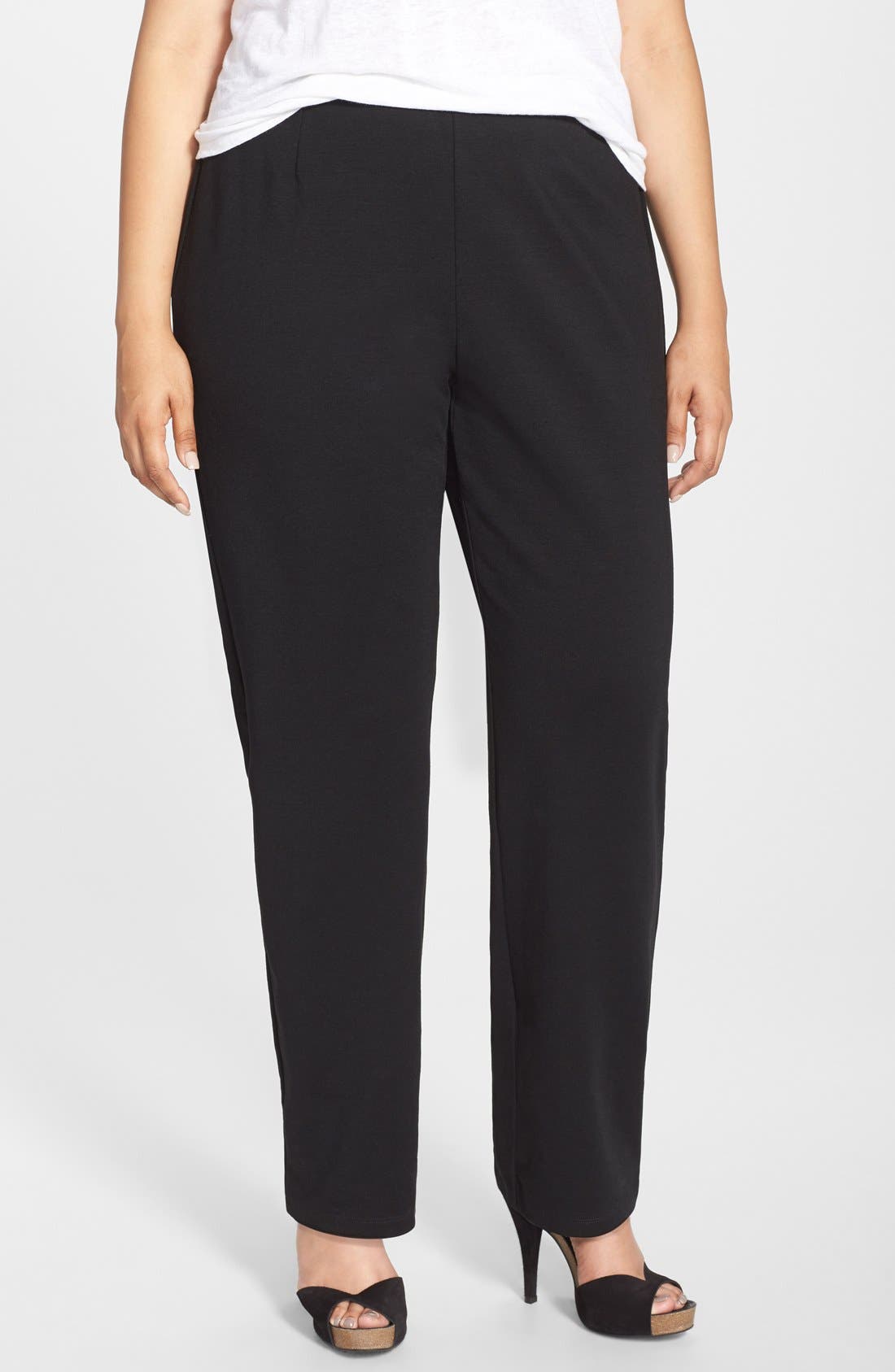 Eileen Fisher Knit Slim Leg Pants (Plus Size) Nordstrom