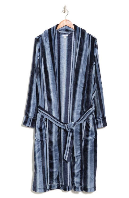 Nordstrom Rack Patterned Plush Robe In Navy Blaze Melissa Stripe
