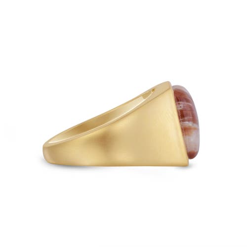 Luvmyjewelry Red Lace Agate Iconic Sterling Silver Men Signet Ring In 14kt Gold Vermeil On Sterling