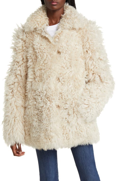 Milky Way Reversible Double Face Genuine Shearling & Leather Jacket in Ivory