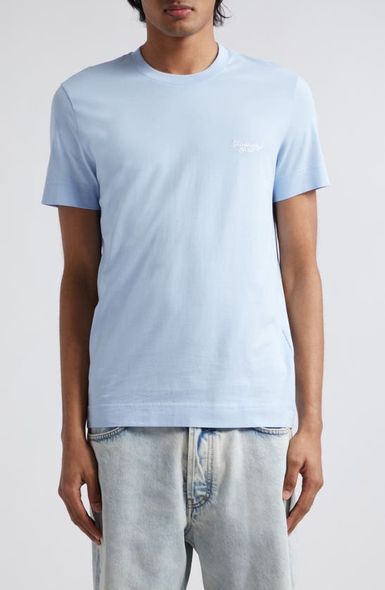 Shop Givenchy Slim Fit Logo Embroidered T-shirt In Baby Blue