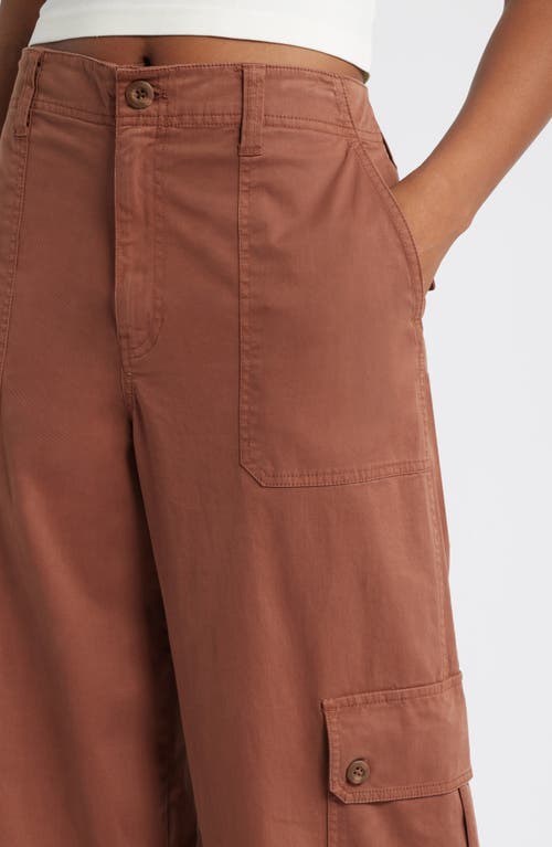 Shop Bp. Twill Wide Leg Cargo Pants In Brown Tiramisu