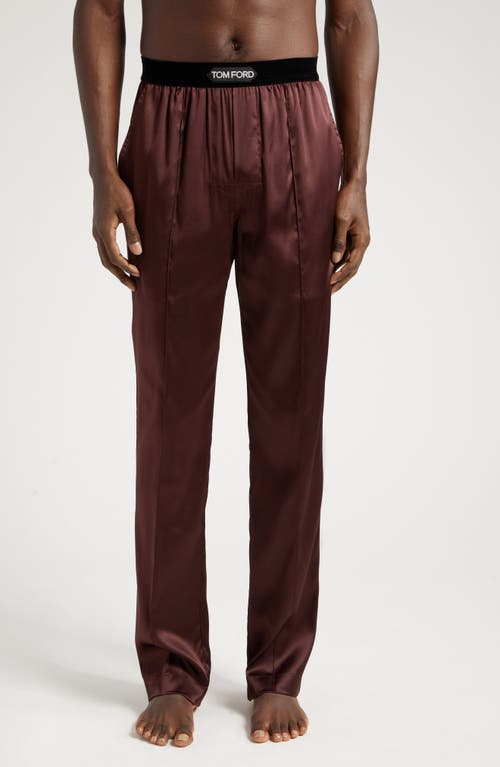 Stretch Silk Pajama Pants in Mahagany