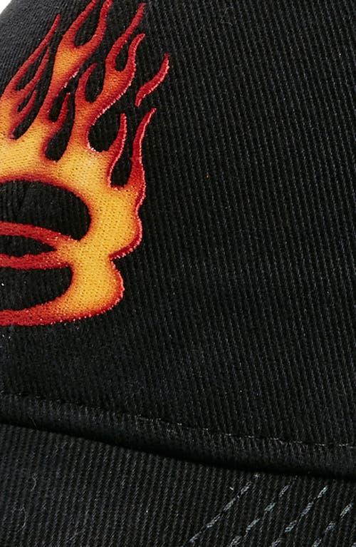 Shop Balenciaga Burning Unity Logo Cotton Drill Baseball Cap In 1076 Black/orange