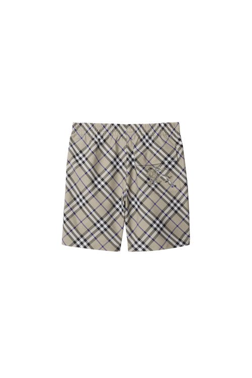 Burberry Beige Check Shorts In Lichen