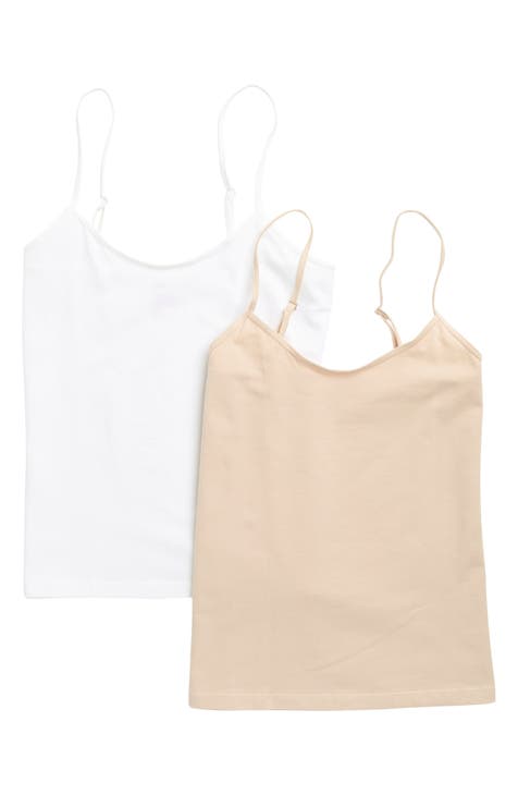 2-pack Lace-trimmed Tank Tops - White - Ladies