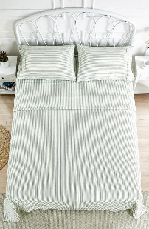 Melange Home Set Of 2 Percale Stripe Cotton Pillowcase In Green