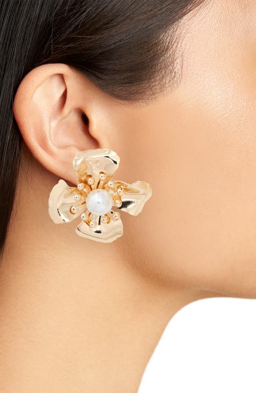 Shop Tasha Imitation Pearl Flower Stud Earrings In Gld/pearl
