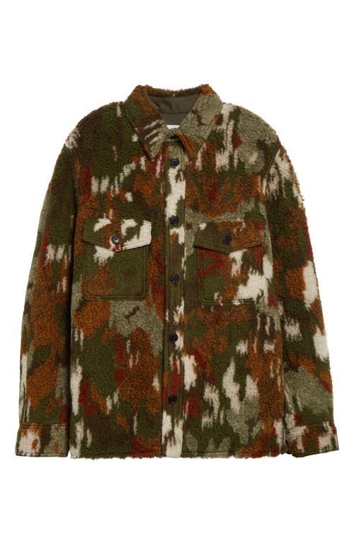 Shop Isabel Marant Kervon Camo Fleece Jacket In Khaki